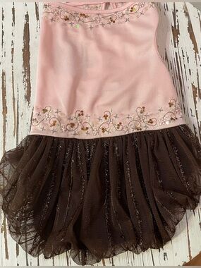 Pink Embroidered Bodice with Brown Tulle Skirt Pet Dress
Small